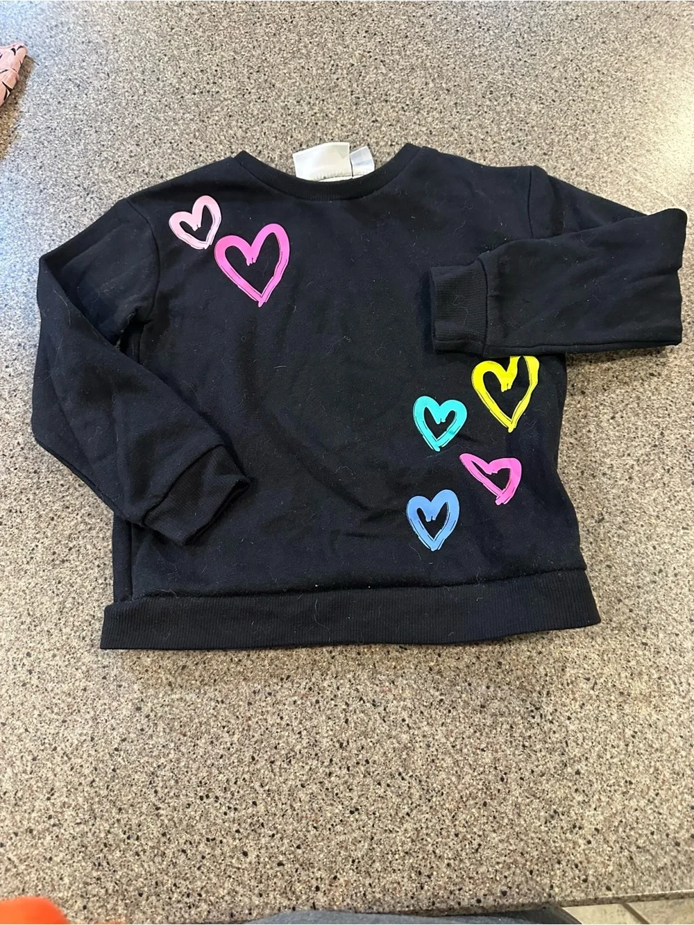 Kids Black Heart Graphic Sweatshirt - Multicolor Hearts